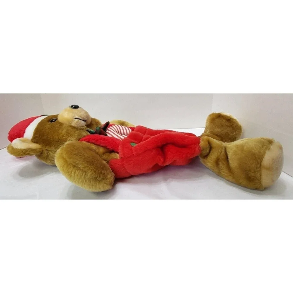 Vintage Santa's Best Christmas Stocking  Brown Teddy Bear with Candy Cane Plush